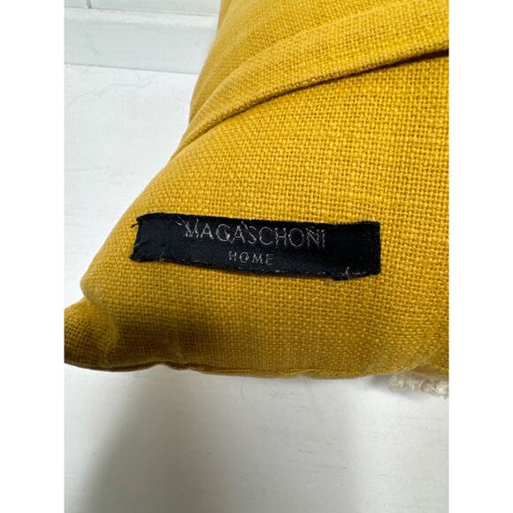 Magaschoni Decorative Throw Pillow 20x13 Gold Boho 3D Floral/Embroidered Design - Picture 4 of 4